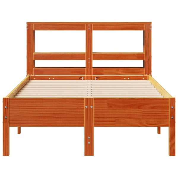 vidaXL Sengeramme uten madrass voksbrun 120x190 cm heltre furu