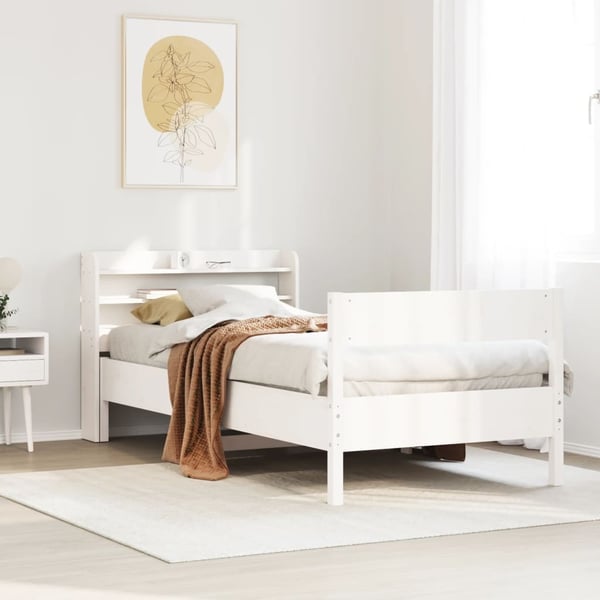 vidaXL sengeramme uden madras 75x190 cm massivt fyrretræ hvid