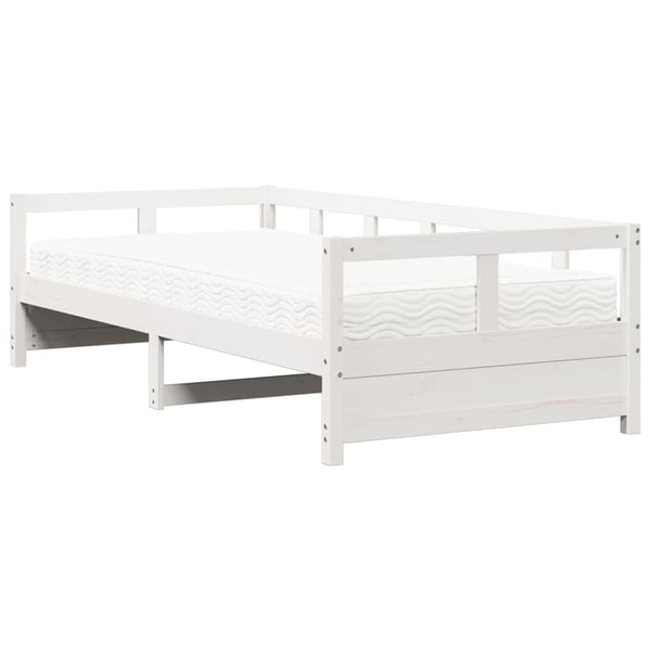 vidaXL daybed med madras 90x200 cm massivt fyrretræ hvid