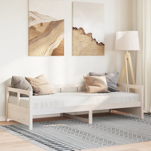 vidaXL daybed med madras 90x200 cm massivt fyrretræ hvid