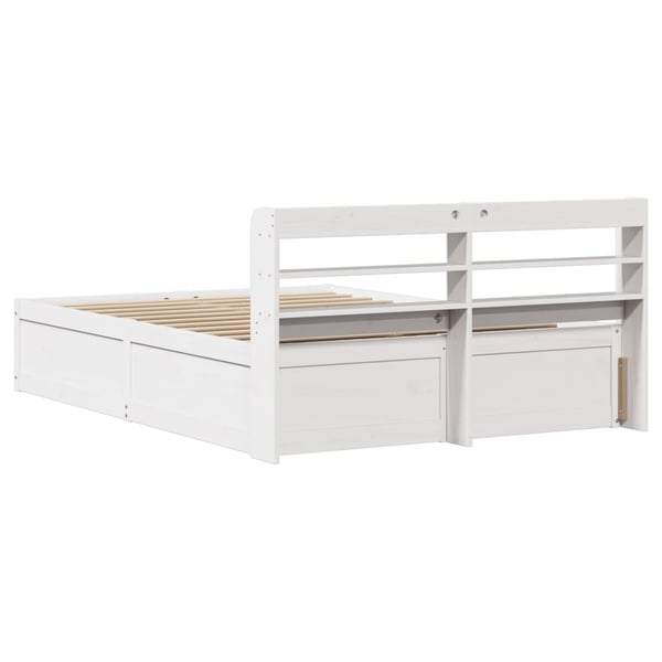 vidaXL Sengeramme med hodegavl hvit 140x190 cm heltre furu