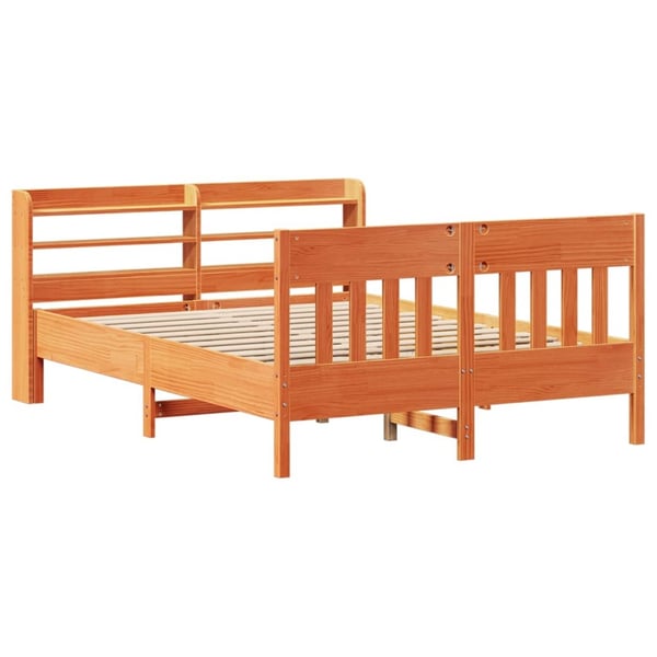 vidaXL Sengeramme uten madrass voksbrun 140x200 cm heltre furu