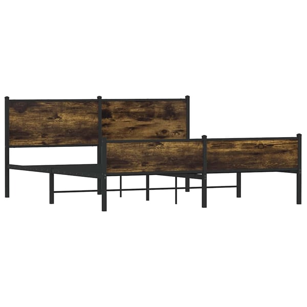 vidaXL Sengeramme i metall uten madrass røkt eik 160x200 cm
