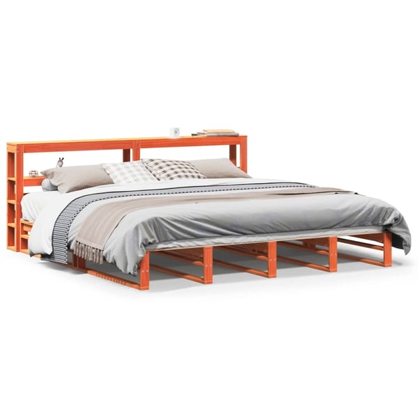 vidaXL Sengeramme uten madrass voksbrun 180x200 cm heltre furu