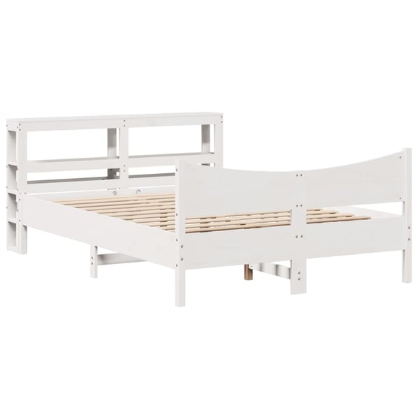 vidaXL sengeramme med sengegavl 140x190 cm massivt fyrretræ hvid