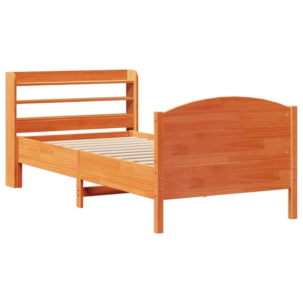vidaXL Sengeramme uten madrass voksbrun 75x190 cm heltre furu