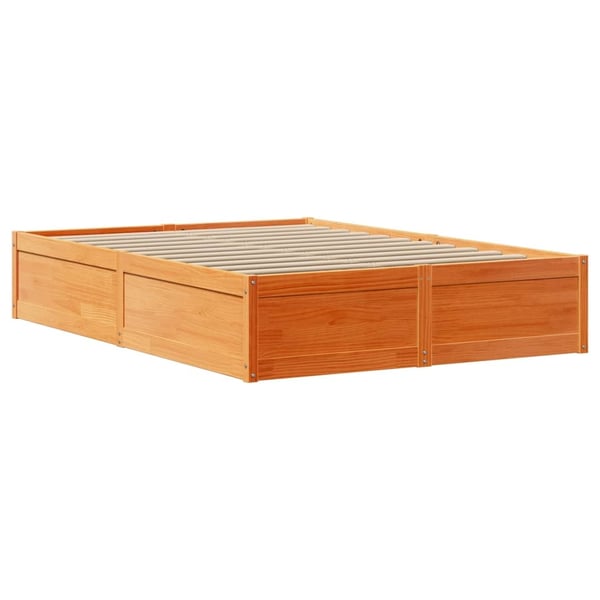 vidaXL Sengeramme med hodegavl voksbrun 140x200 cm heltre furu