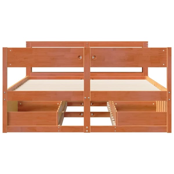 vidaXL Sengeramme uten madrass voksbrun 120x190 cm heltre furu