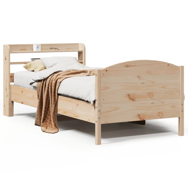 vidaXL sengeramme uden madras 75x190 cm massivt fyrretræ