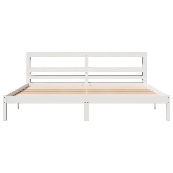 vidaXL Sengeramme med madrass hvit 200x200 cm heltre furu