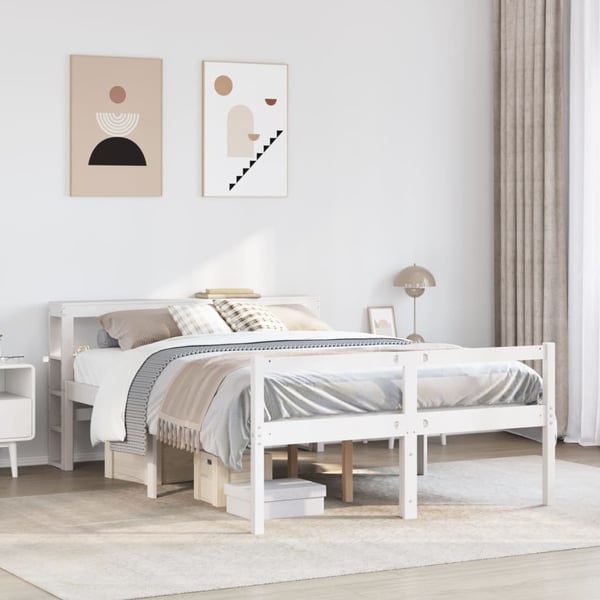 vidaXL Seniorseng med hodegavl hvit 120x190 cm heltre furu