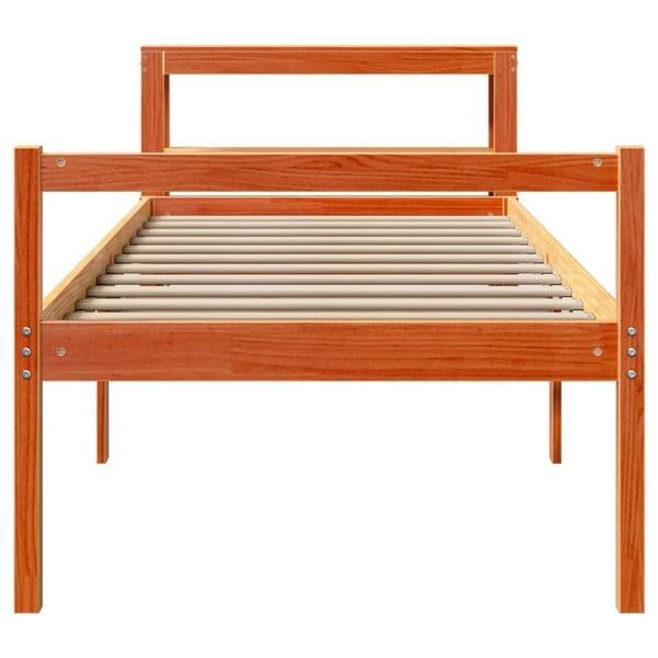 vidaXL Sengeramme med hodegavl voksbrun 75x190 cm heltre furu