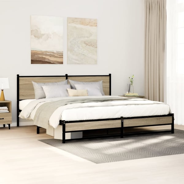 vidaXL sengeramme uden madras 183x213 cm metal sonoma-eg