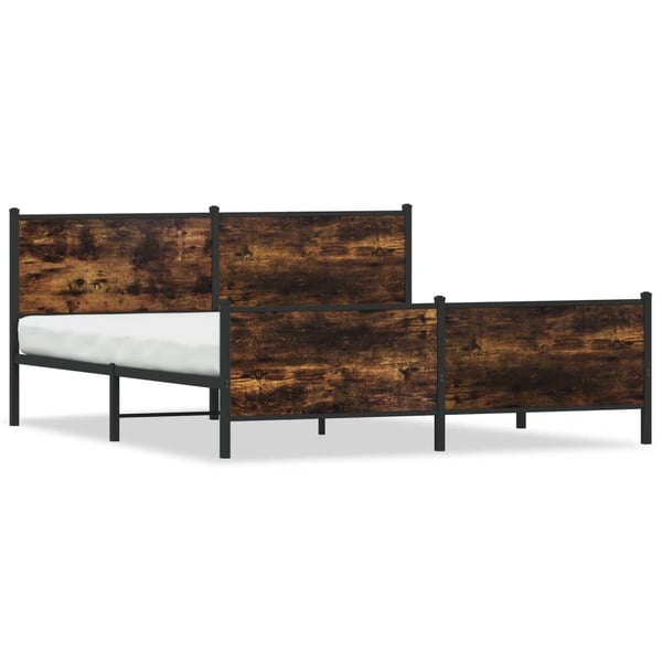 vidaXL Sengeramme i metall uten madrass røkt eik 193x203 cm