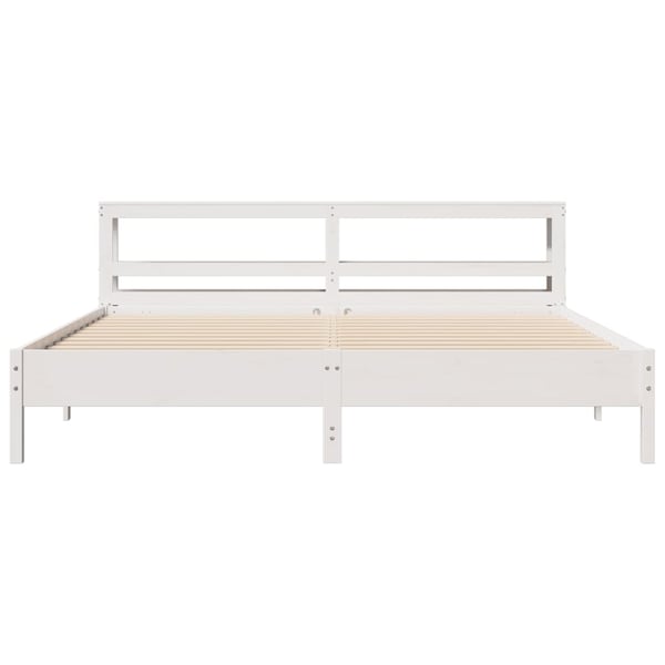 vidaXL Sengeramme med madrass hvit 200x200 cm heltre furu