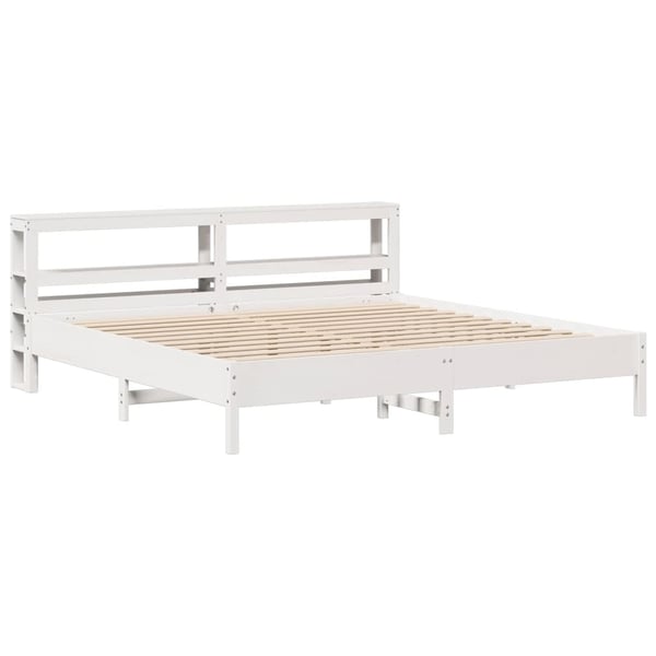 vidaXL Sengeramme med madrass hvit 200x200 cm heltre furu