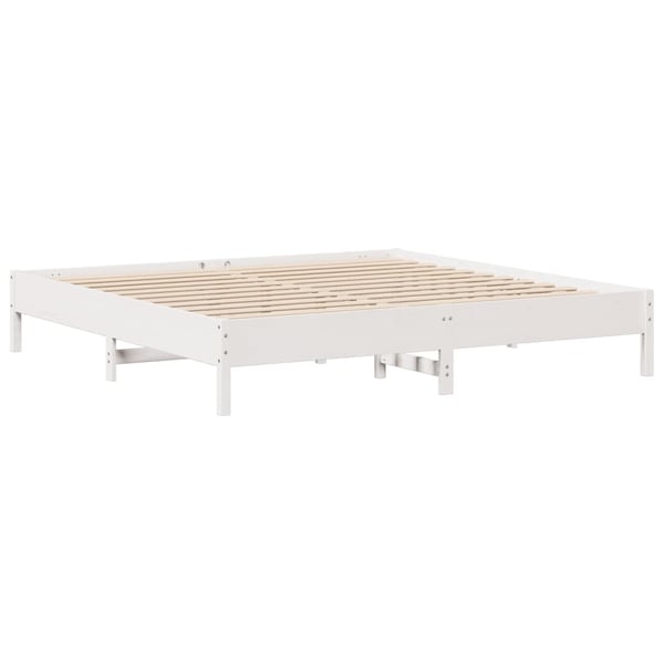 vidaXL Sengeramme med madrass hvit 200x200 cm heltre furu
