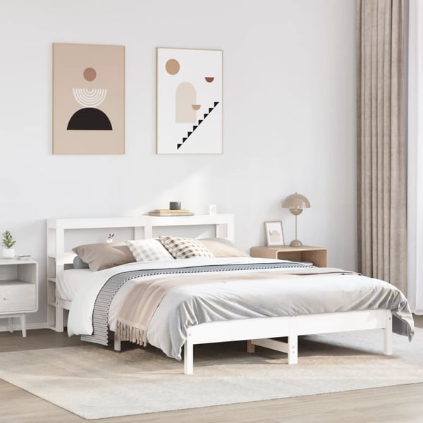 vidaXL sengeramme uden madras 140x200 cm massivt fyrretræ hvid