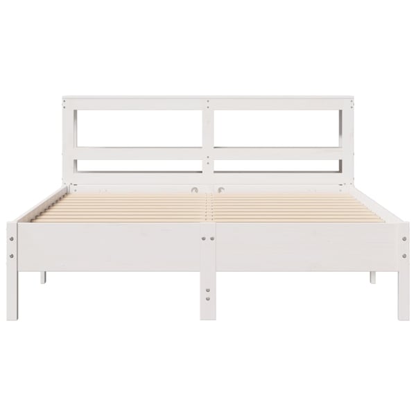 vidaXL sengeramme uden madras 140x200 cm massivt fyrretræ hvid