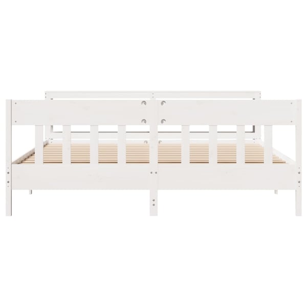 vidaXL Sengeramme med madrass hvit 200x200 cm heltre furu
