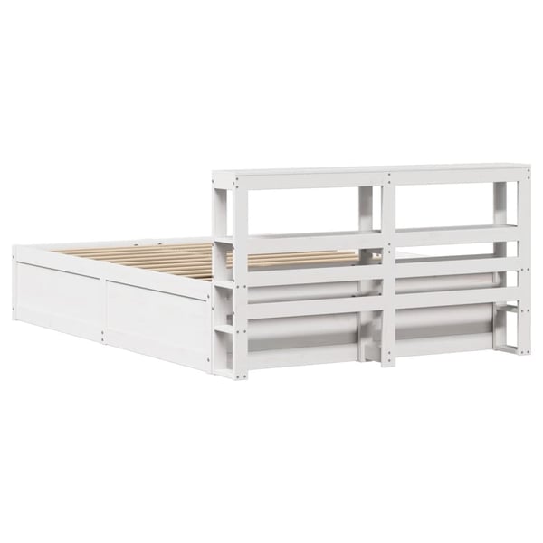 vidaXL Sengeramme med hodegavl hvit 120x190 cm heltre furu