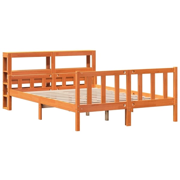 vidaXL Sengeramme med hodegavl voksbrun 160x200 cm heltre furu
