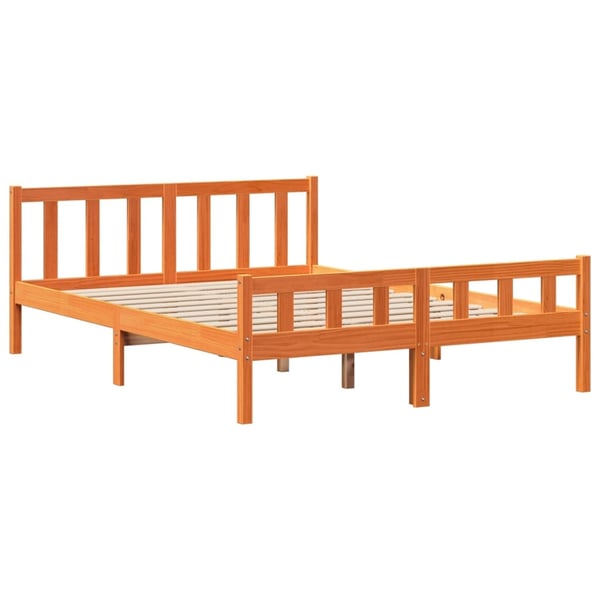vidaXL Sengeramme med hodegavl voksbrun 160x200 cm heltre furu