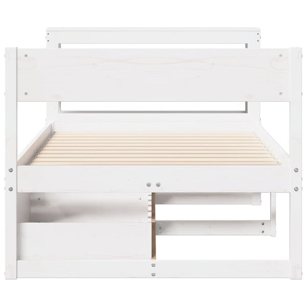 vidaXL Sengeramme uten madrass hvit 75x190 cm heltre furu