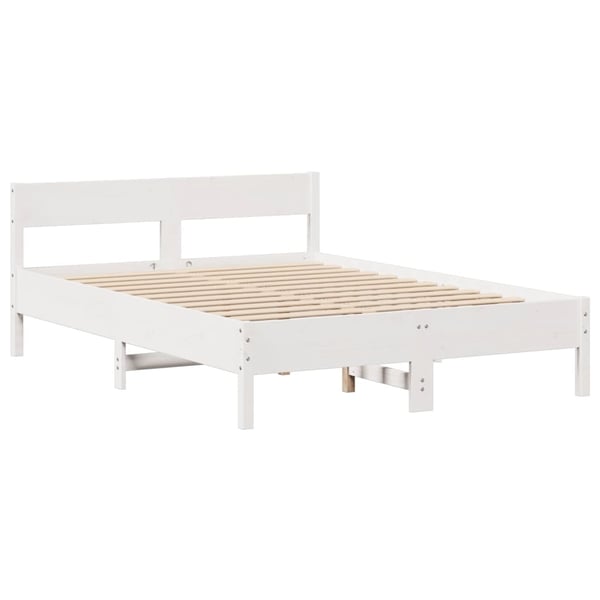 vidaXL sengeramme uden madras 140x190 cm massivt fyrretræ hvid