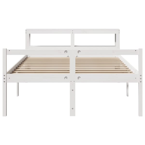 vidaXL Seniorseng med hodegavl hvit 150x200 cm heltre furu