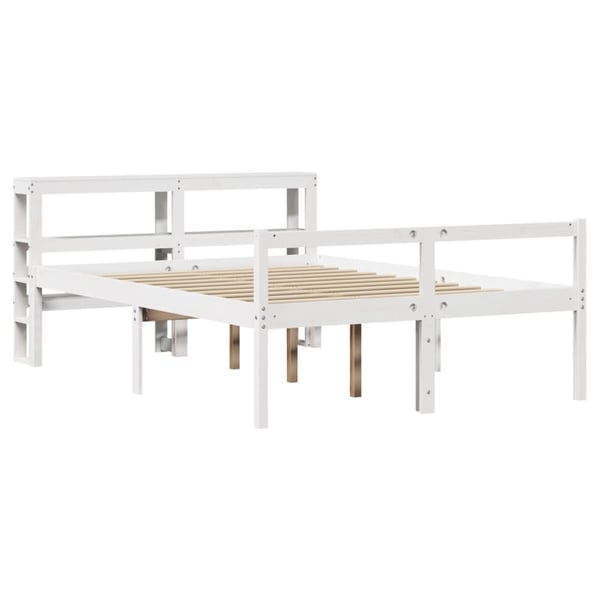 vidaXL Seniorseng med hodegavl hvit 150x200 cm heltre furu