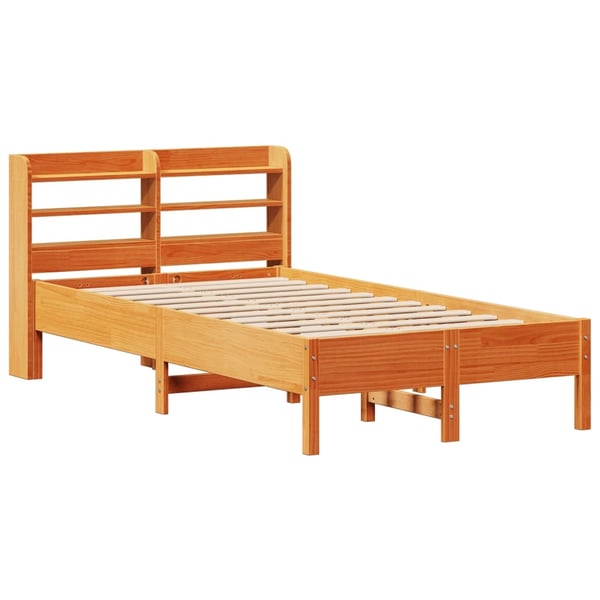 vidaXL Sengeramme uten madrass voksbrun 120x190 cm heltre furu