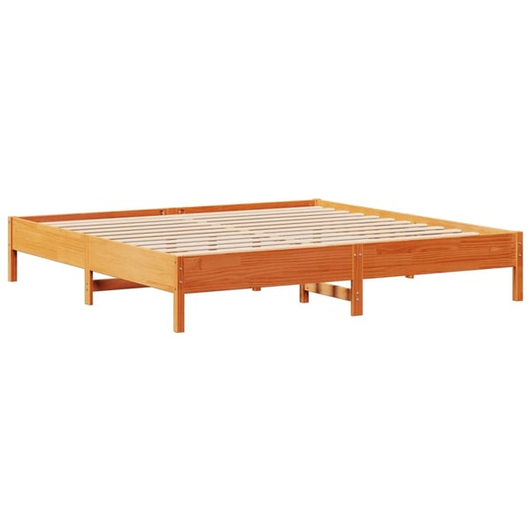 vidaXL Sengeramme uten madrass voksbrun 200x200 cm heltre furu