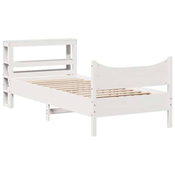 vidaXL sengeramme med sengegavl 90x200 cm massivt fyrretræ hvid
