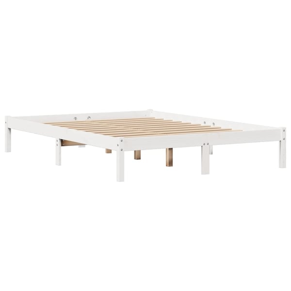 vidaXL sengeramme uden madras 140x190 cm massivt fyrretræ hvid