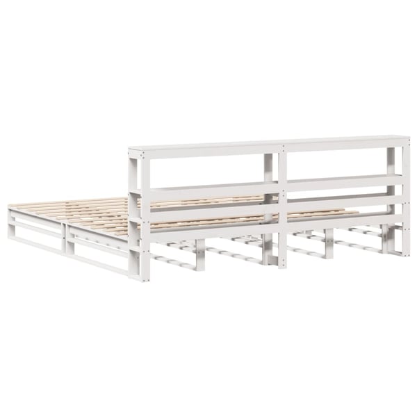 vidaXL sengeramme uden madras 200x200 cm massivt fyrretræ hvid
