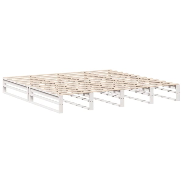 vidaXL sengeramme uden madras 200x200 cm massivt fyrretræ hvid