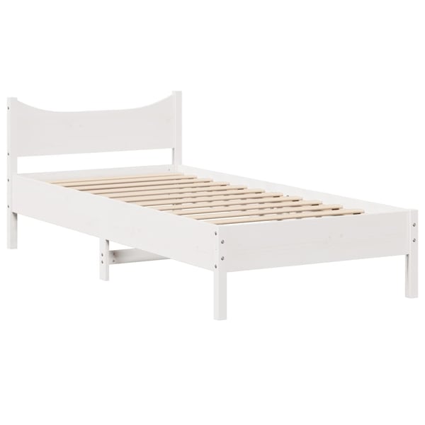 vidaXL sengeramme med sengegavl 75x190 cm massivt fyrretræ hvid