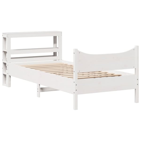 vidaXL sengeramme med sengegavl 75x190 cm massivt fyrretræ hvid