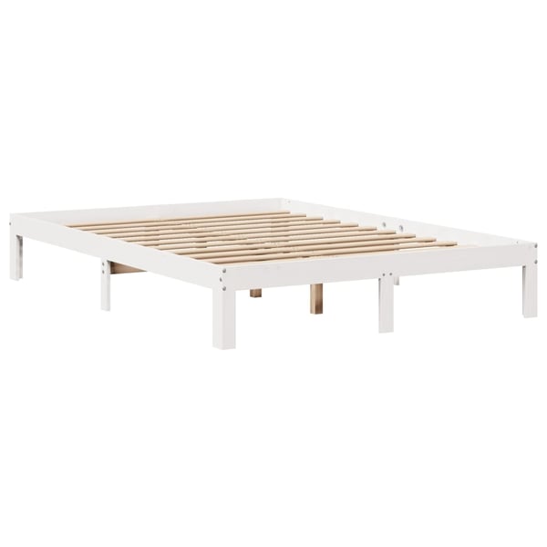 vidaXL Sengeramme med hodegavl hvit 135x190 cm heltre furu