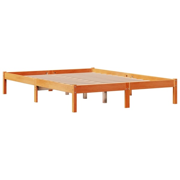 vidaXL Sengeramme med hodegavl voksbrun 150x200 cm heltre furu