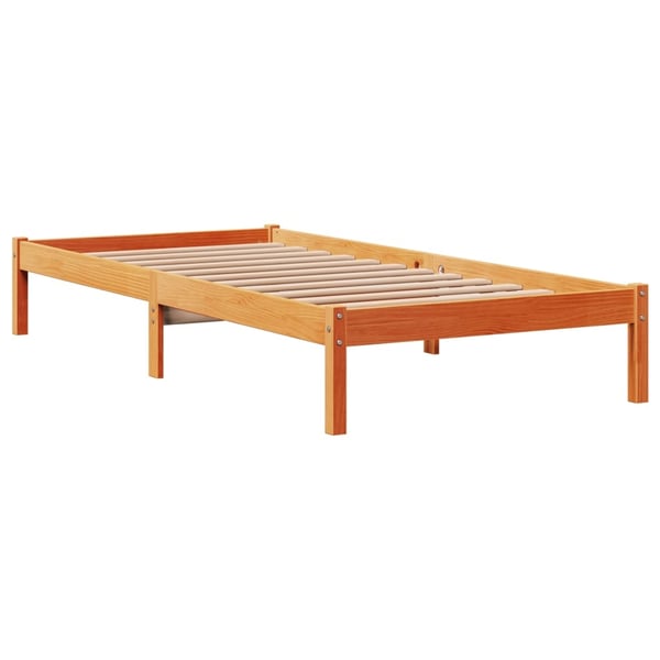 vidaXL Sengeramme med hodegavl voksbrun 100x200 cm heltre furu