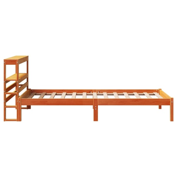 vidaXL Sengeramme med hodegavl voksbrun 100x200 cm heltre furu