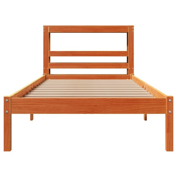 vidaXL Sengeramme med hodegavl voksbrun 100x200 cm heltre furu