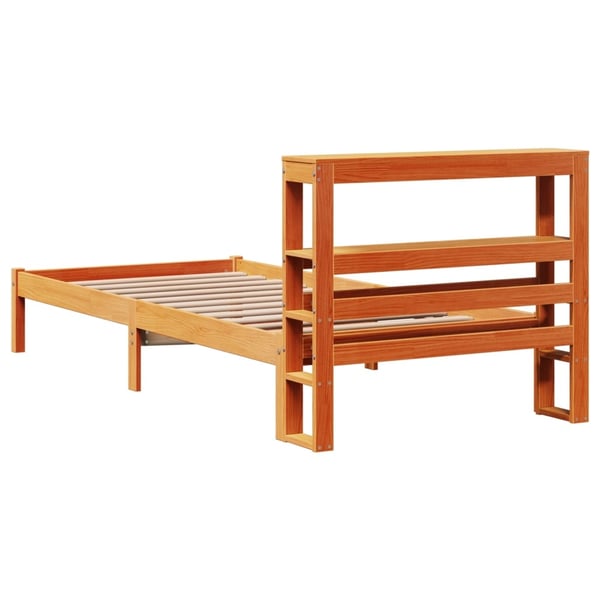 vidaXL Sengeramme med hodegavl voksbrun 100x200 cm heltre furu