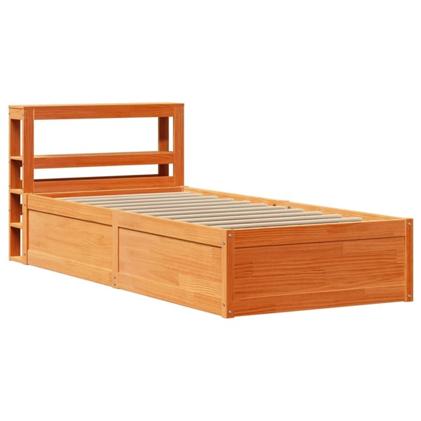 vidaXL Sengeramme med hodegavl voksbrun 75x190 cm heltre furu