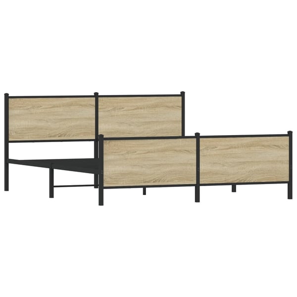 vidaXL Sengeramme i metall uten madrass sonoma eik 200x200 cm