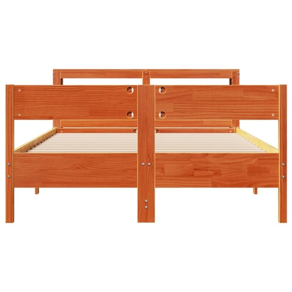 vidaXL Sengeramme uten madrass voksbrun 140x200 cm heltre furu
