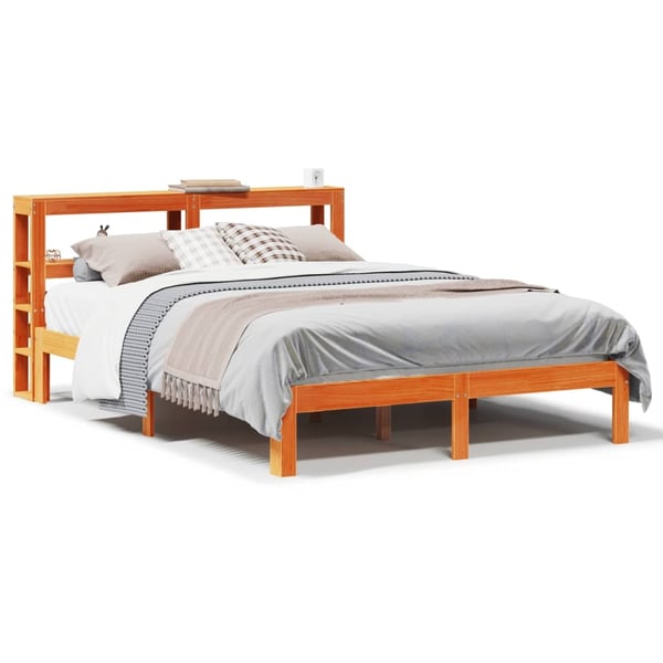 vidaXL Sengeramme uten madrass voksbrun 120x190 cm heltre furu
