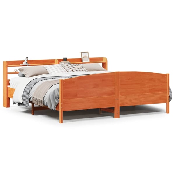 vidaXL Sengeramme uten madrass voksbrun 180x200 cm heltre furu